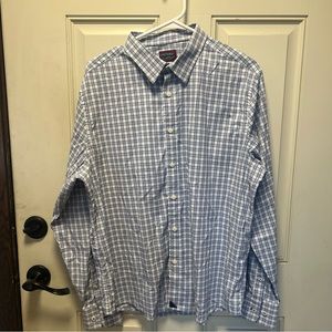UNTUCKit Shirt Mens Large Slim Fit Button Up Stretch Blue Plaid Long Sleeve